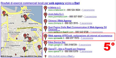 Google Maps con le parole: web agency bari